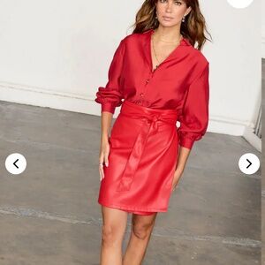 Never Fully Dressed Jasper Deep Red Vegan Leather Mini Skirt, Sz. 6. **NWT**